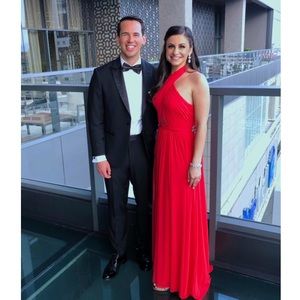 Red Twist Halter Gown